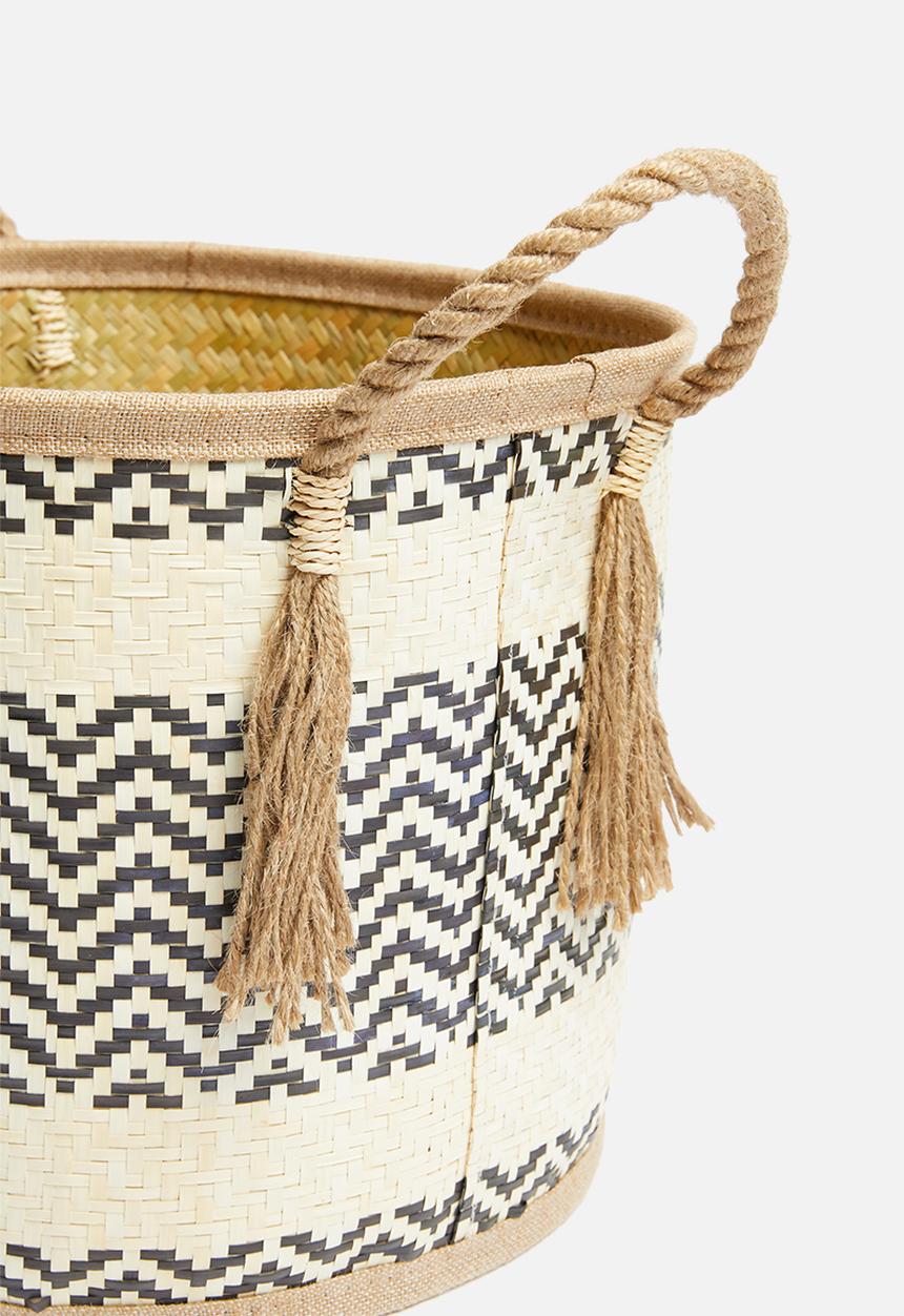 Sixth Floor - Ren woven basket - black & white