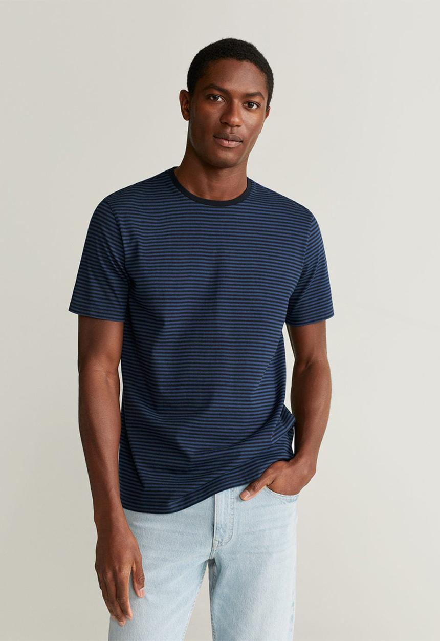 MANGO - Bestripe T-shirt - navy