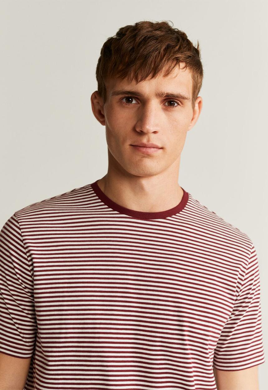 MANGO - Bestripe T-shirt - dark red