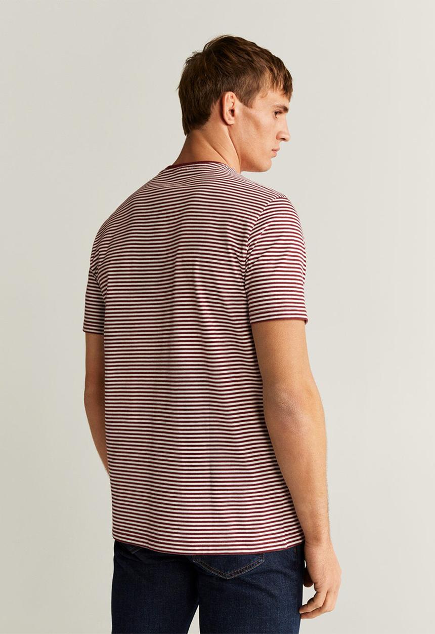 MANGO - Bestripe T-shirt - dark red