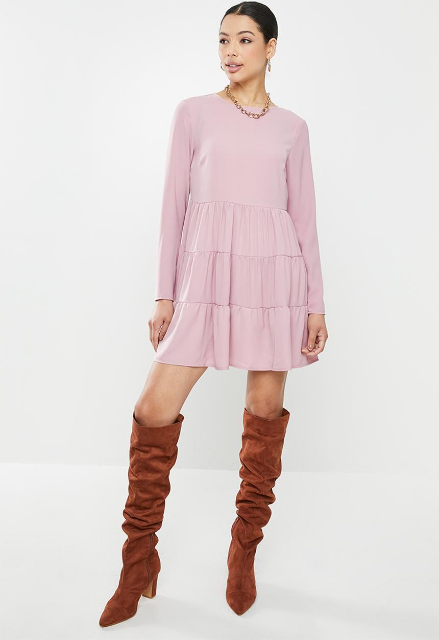Missguided - Tiered half sleeve smock dress - pink