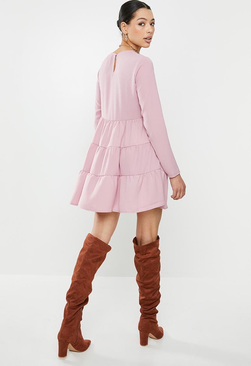 Missguided - Tiered half sleeve smock dress - pink