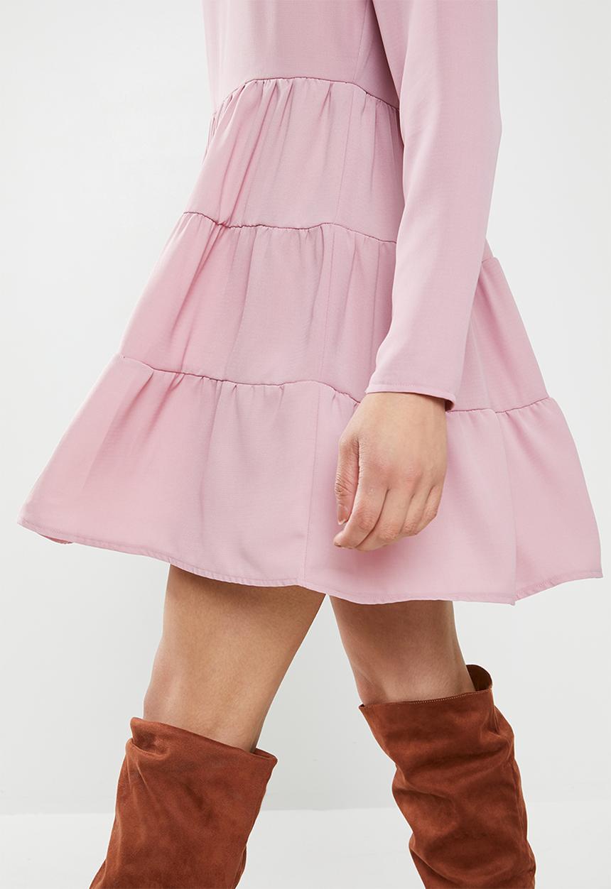 Missguided - Tiered half sleeve smock dress - pink