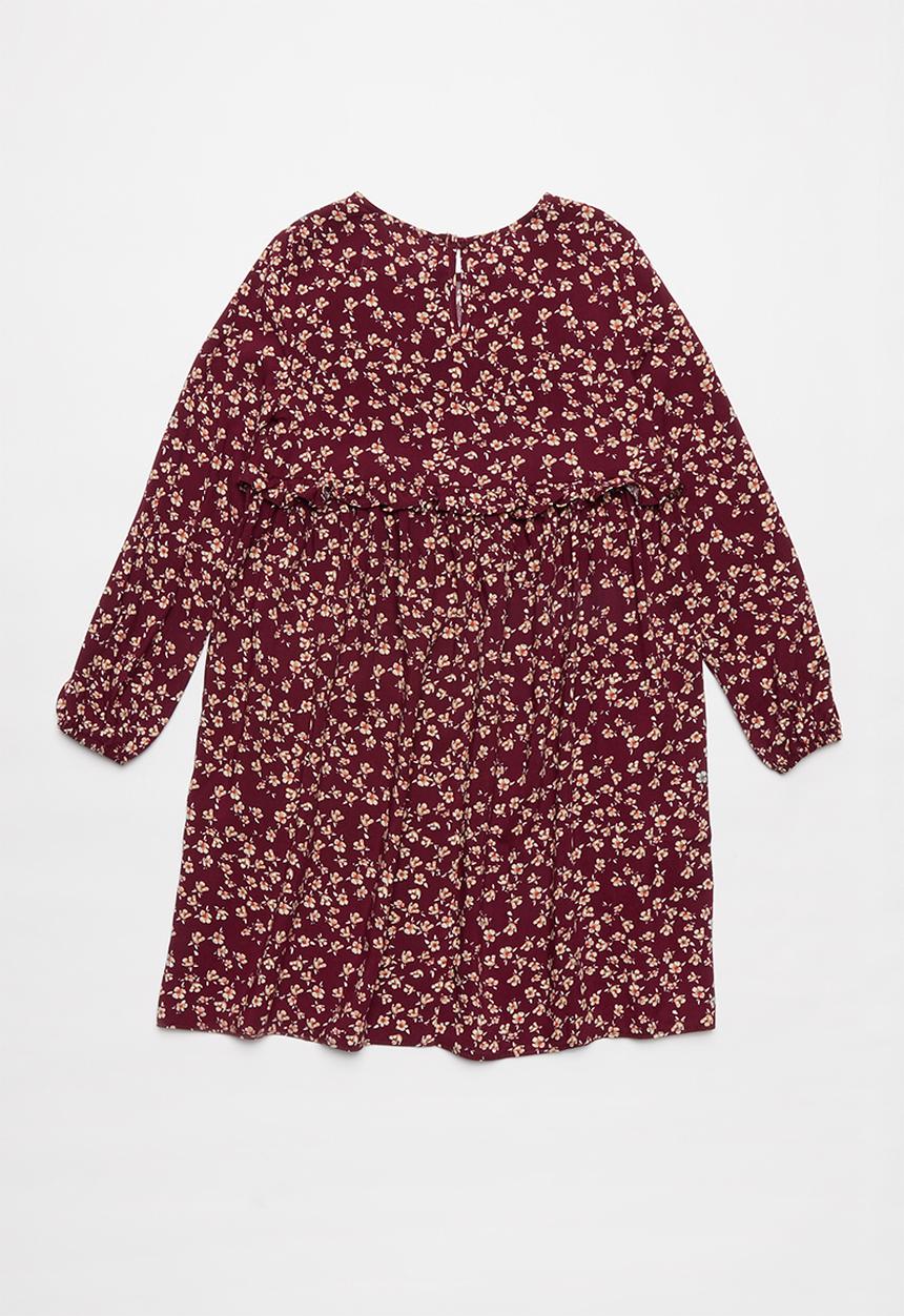 Superbalist - Tweens printed dress - burgundy 