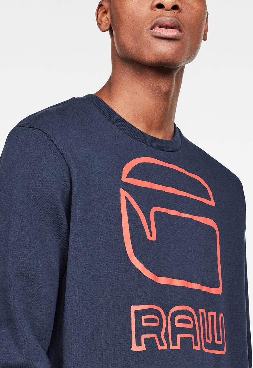 G-STAR - Graphic G-raw long sleeve sweat - sartho blue