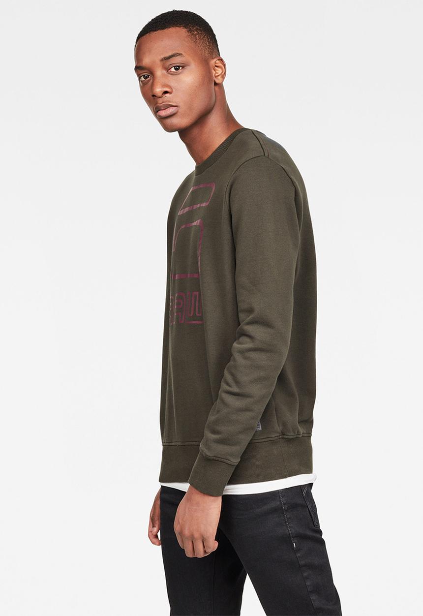 G-STAR - Graphic G-raw long sleeve sweat - asfalt