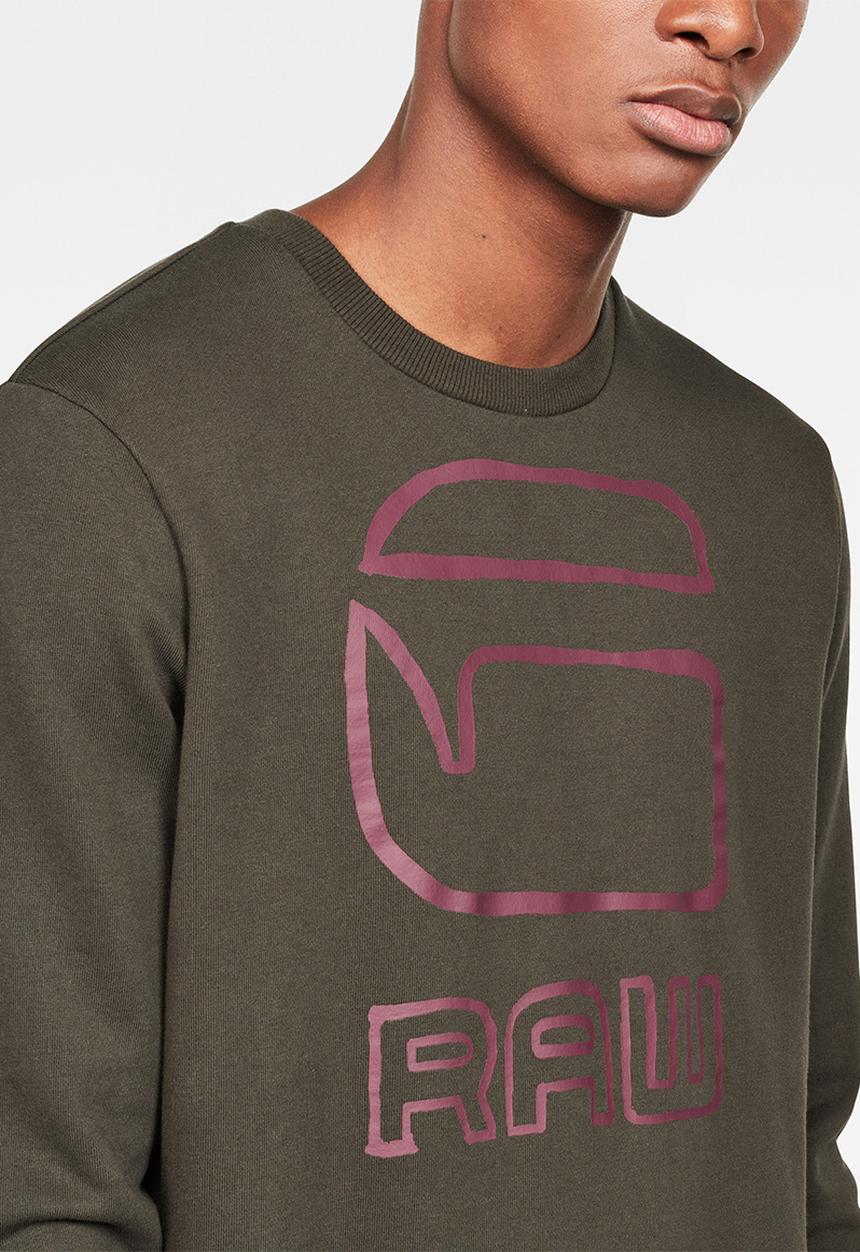 G-STAR - Graphic G-raw long sleeve sweat - asfalt