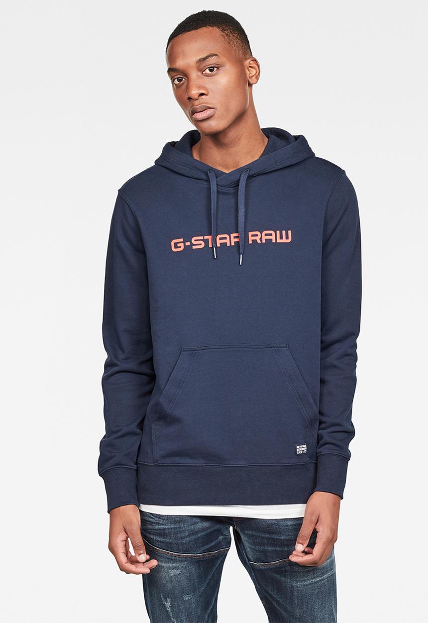 G-STAR - Graphic core hooded sweat - sartho blue
