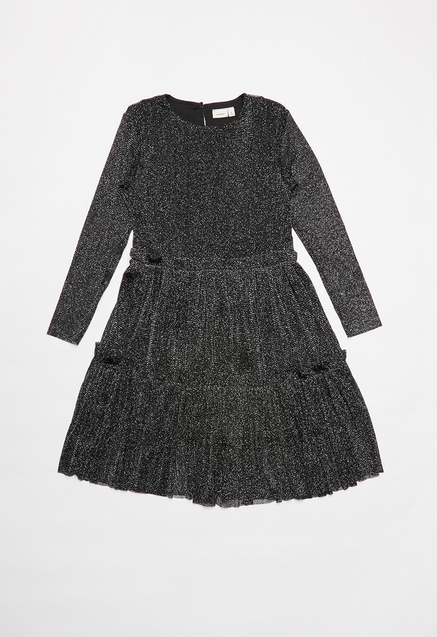 Name It - Fronora long sleeve midi dress - black