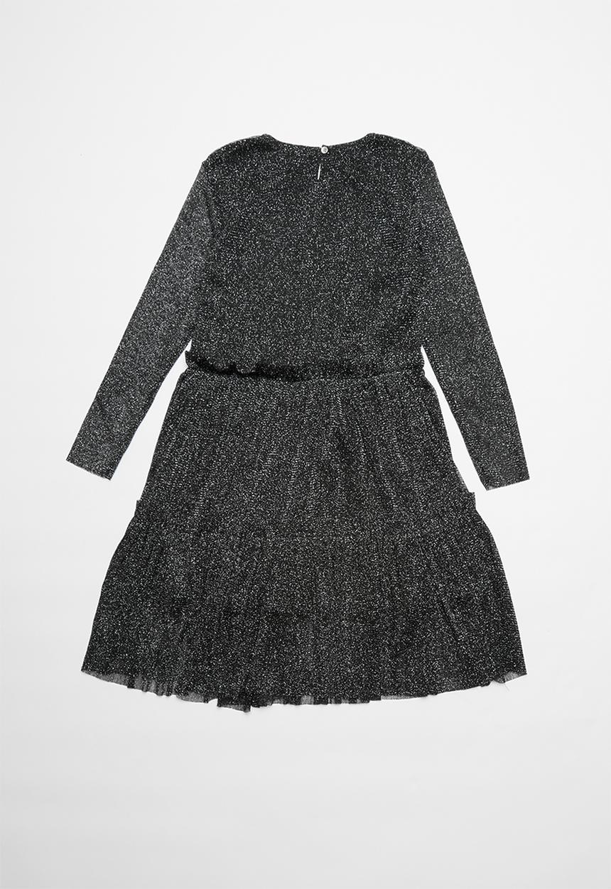 Name It - Fronora long sleeve midi dress - black