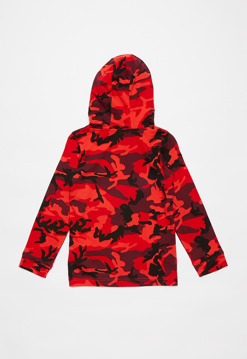 Nike - Nike boys nsw jersey po camo hoodie - red