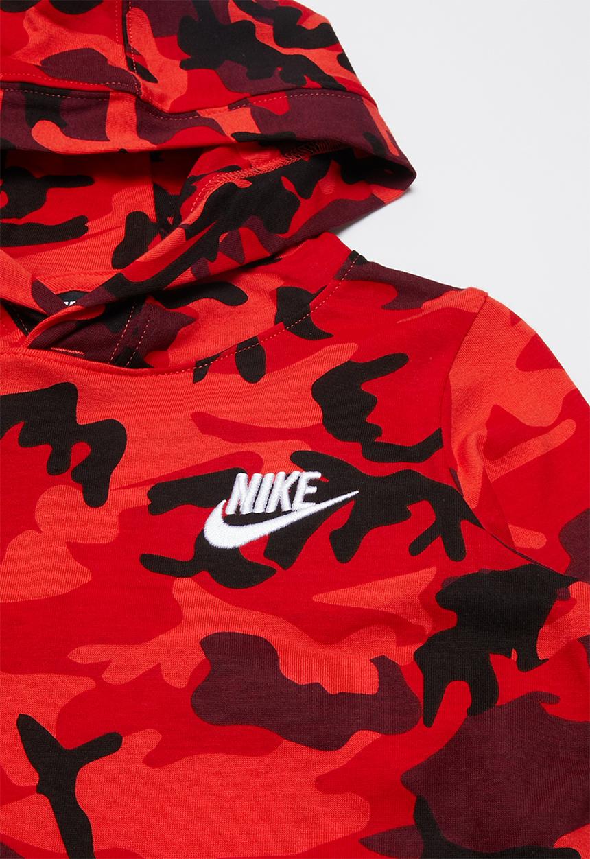 Nike - Nike boys nsw jersey po camo hoodie - red