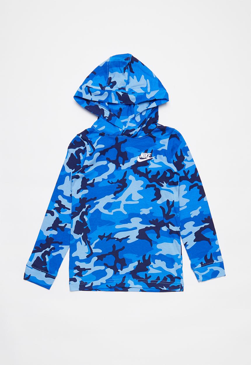 Nike - Nike boys nsw jersey po camo hoodie - blue