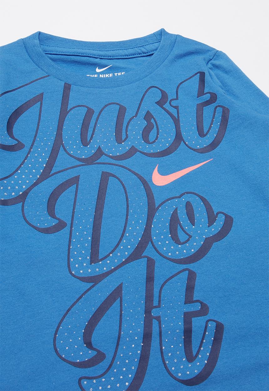 Nike - Nike girls just do it script long sleeve tee - blue