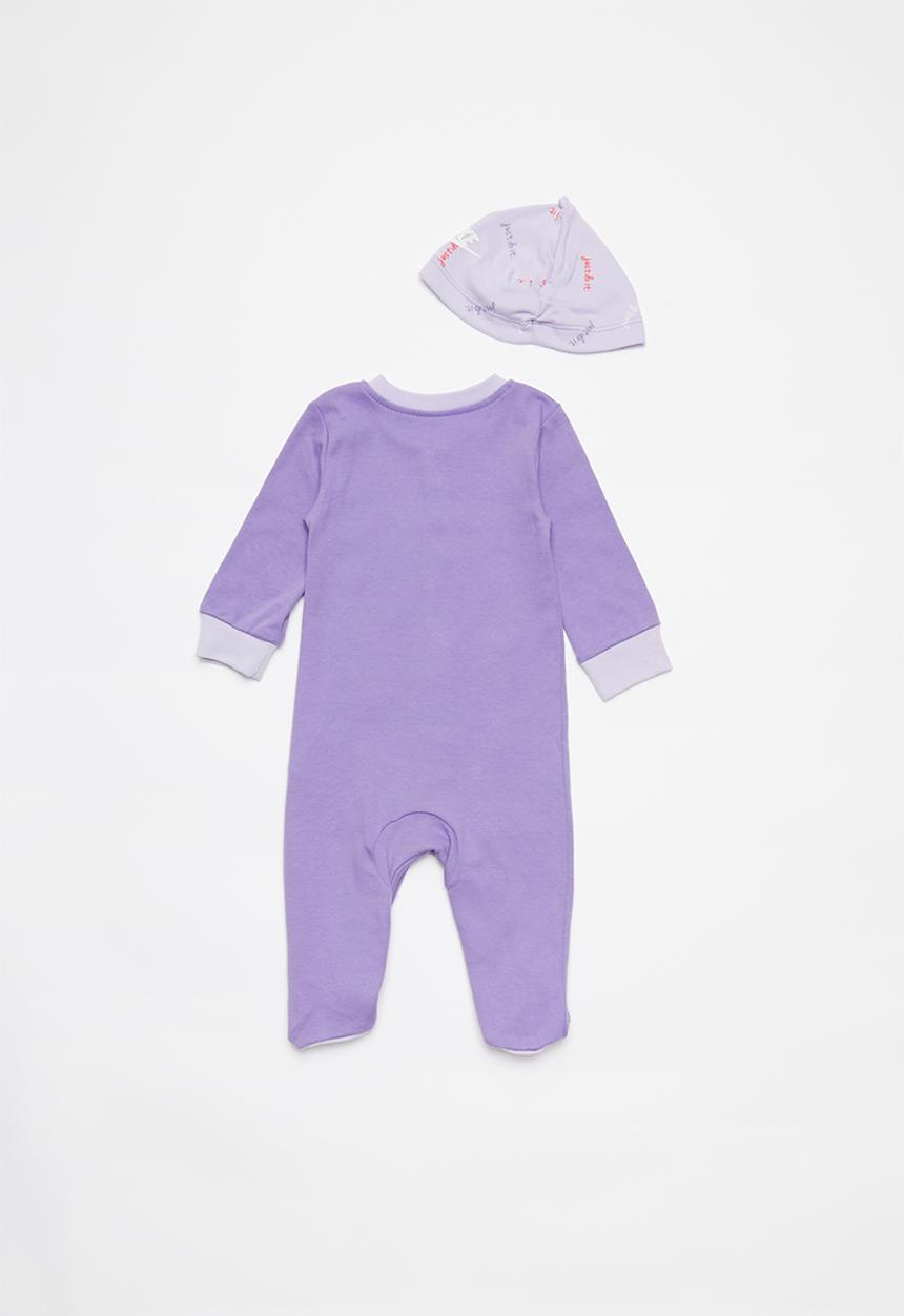 Nike - Nike girls just do it footed coverall and hat - purple