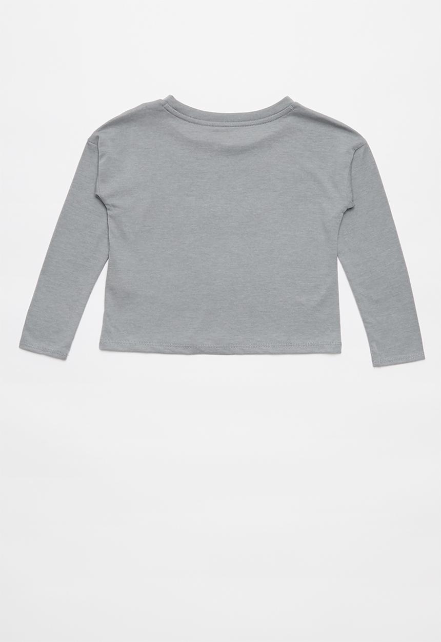 Nike - Nike girls met Nike blk swsh long sleeve box tee - grey