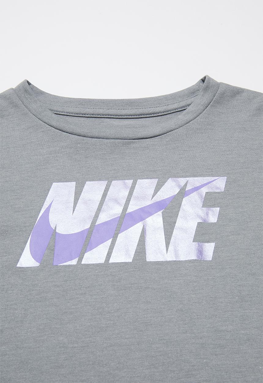 Nike - Nike girls met Nike blk swsh long sleeve box tee - grey