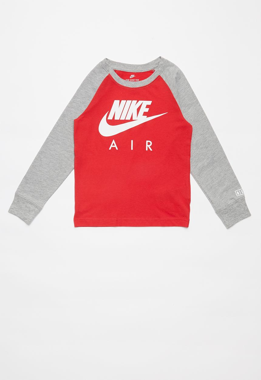 Nike - Nike boys Nike Air long sleeve raglan - red & grey