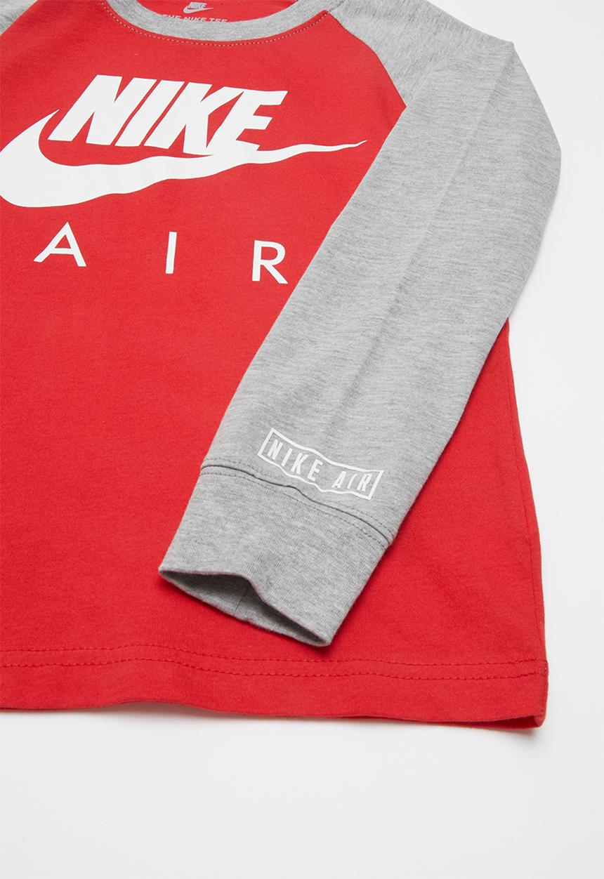 Nike - Nike boys Nike Air long sleeve raglan - red & grey