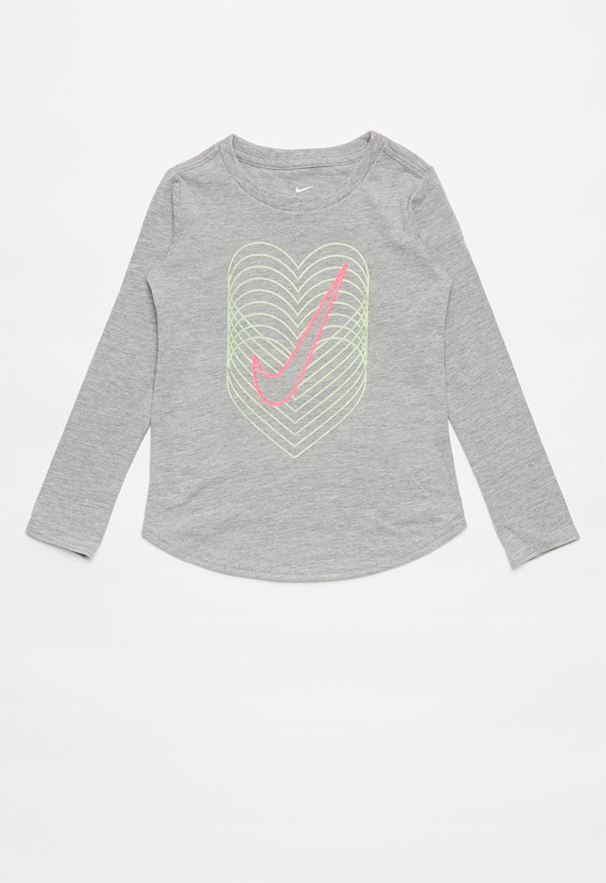 Nike - Nike girls reverb heart graph long sleeve tee - grey