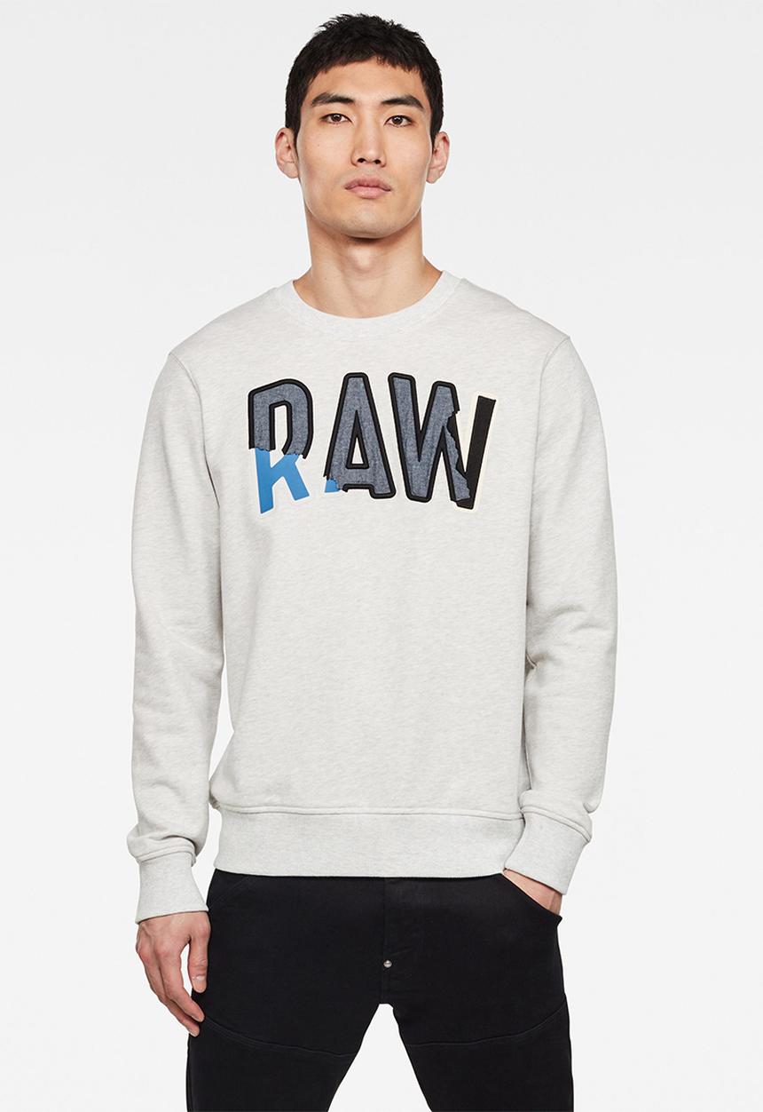 G-STAR - Denim applique sweater - white