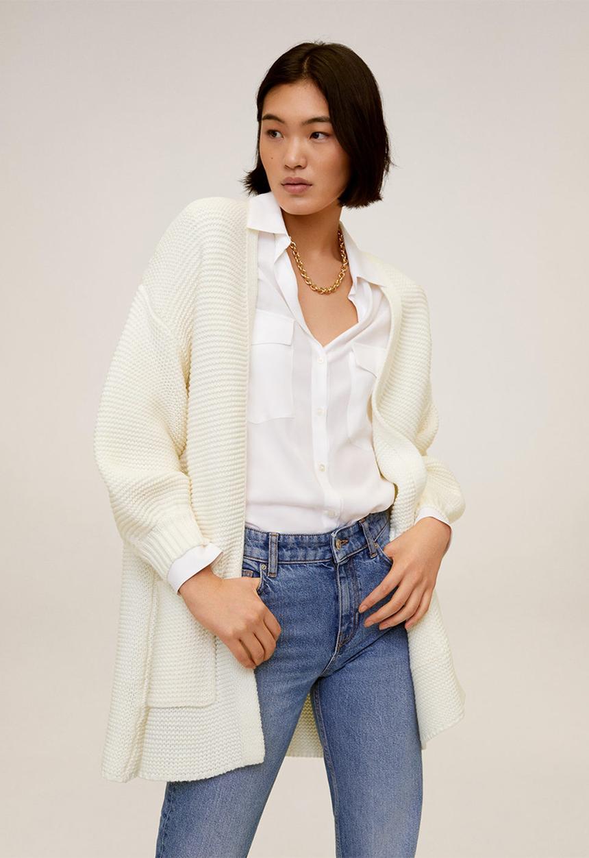 MANGO - Lemony cardigan - cream 