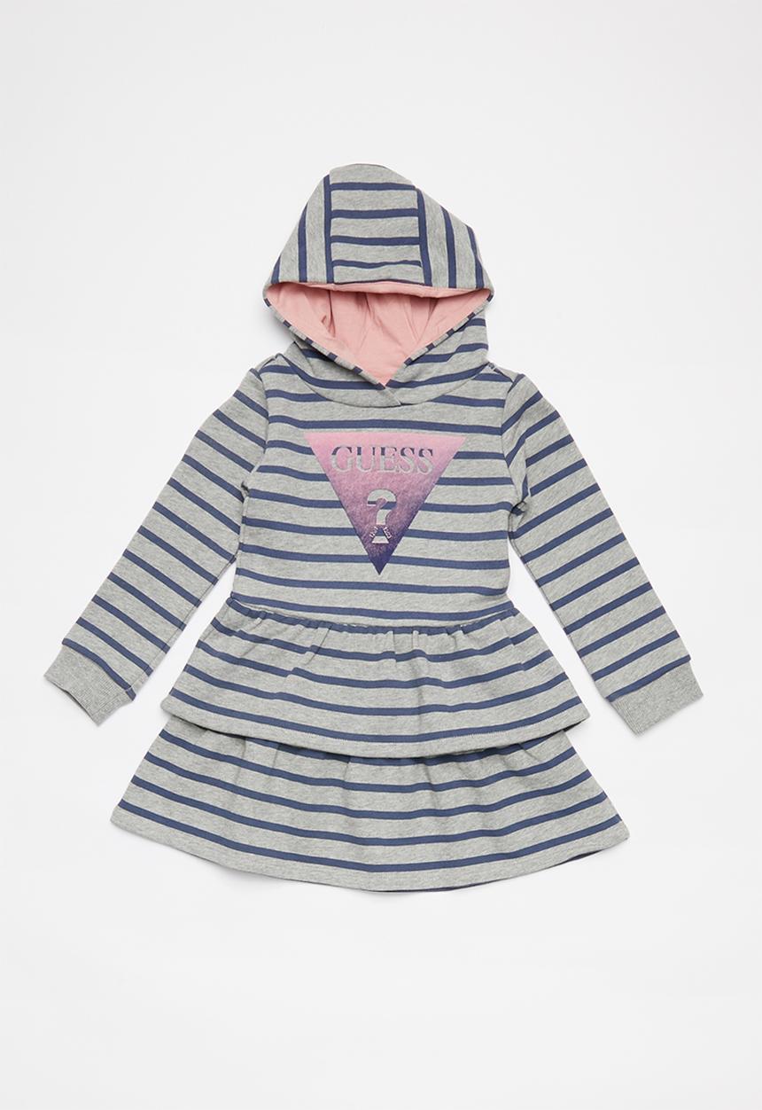 GUESS - French terry hooded dress - blue & grey