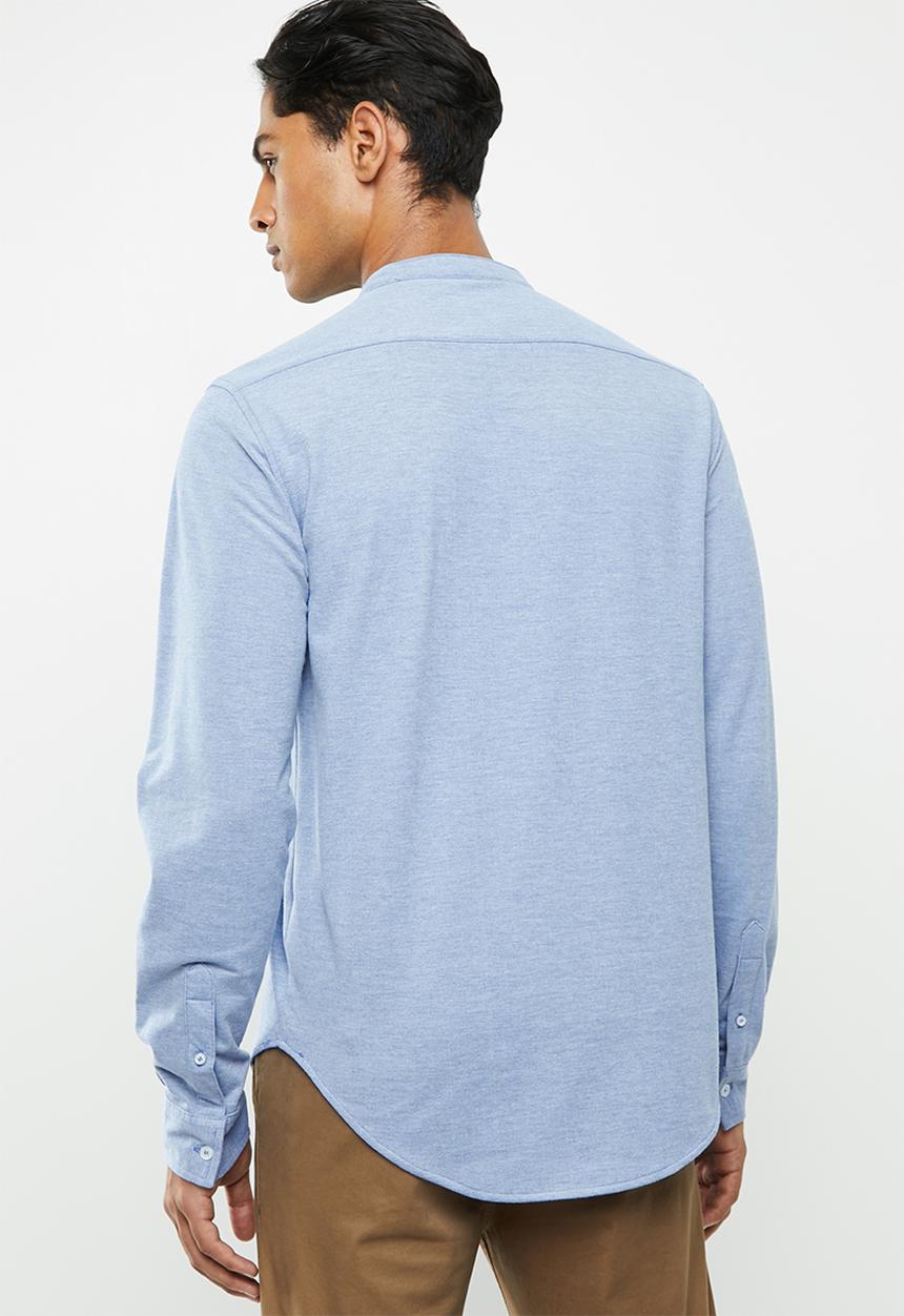 Brave Soul - Mantis pique long sleeve shirt - blue 
