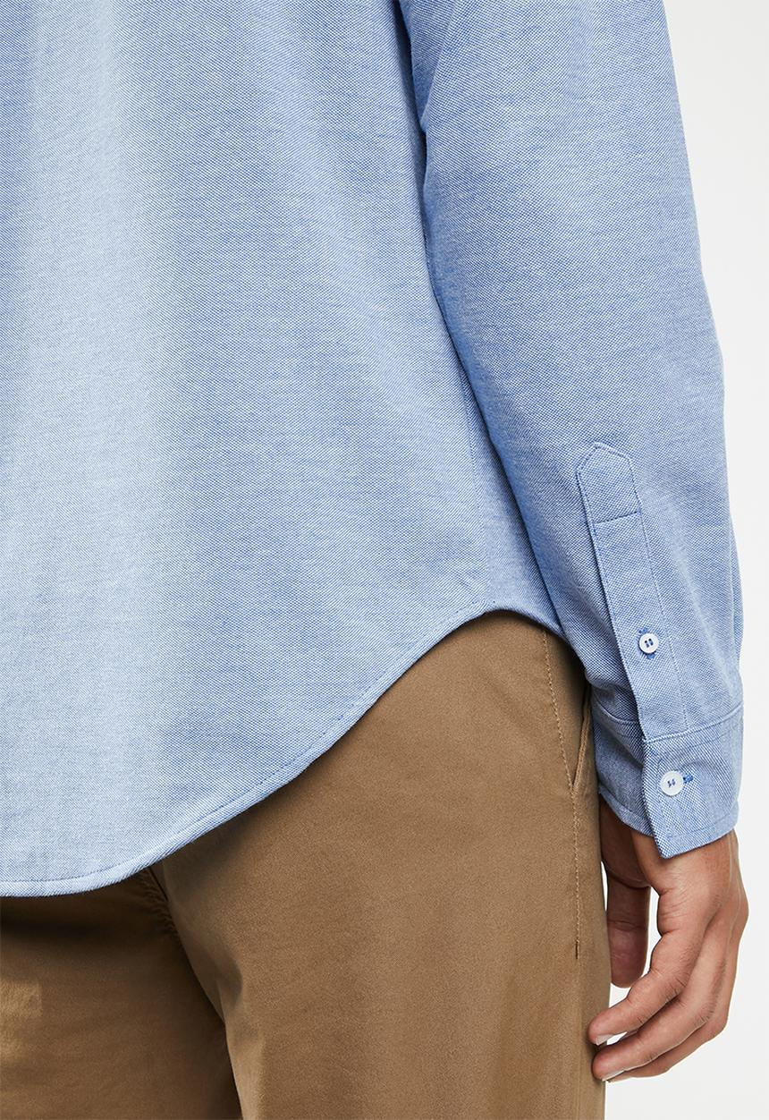 Brave Soul - Mantis pique long sleeve shirt - blue 