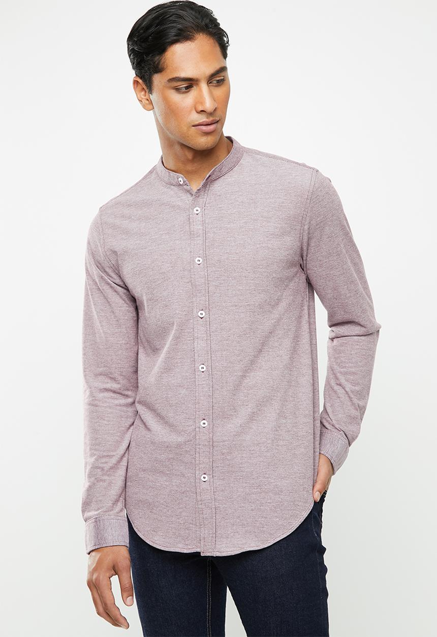 Brave Soul - Mantis pique long sleeve shirt - purple 