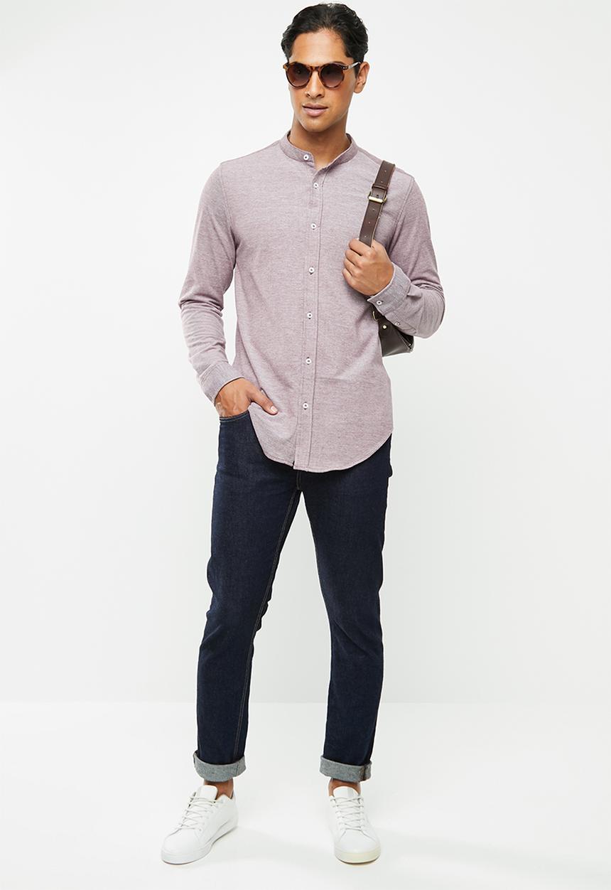 Brave Soul - Mantis pique long sleeve shirt - purple 