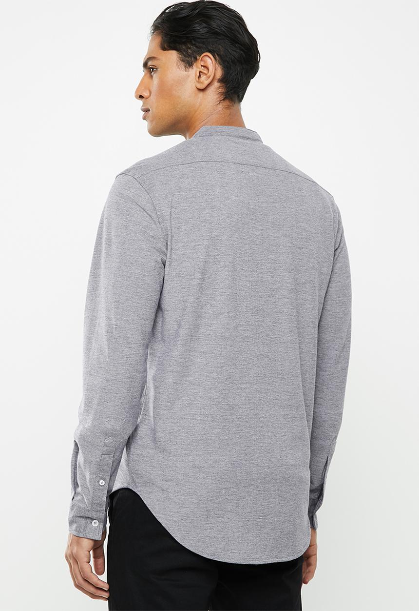 Brave Soul - Mantis pique long sleeve shirt - grey 
