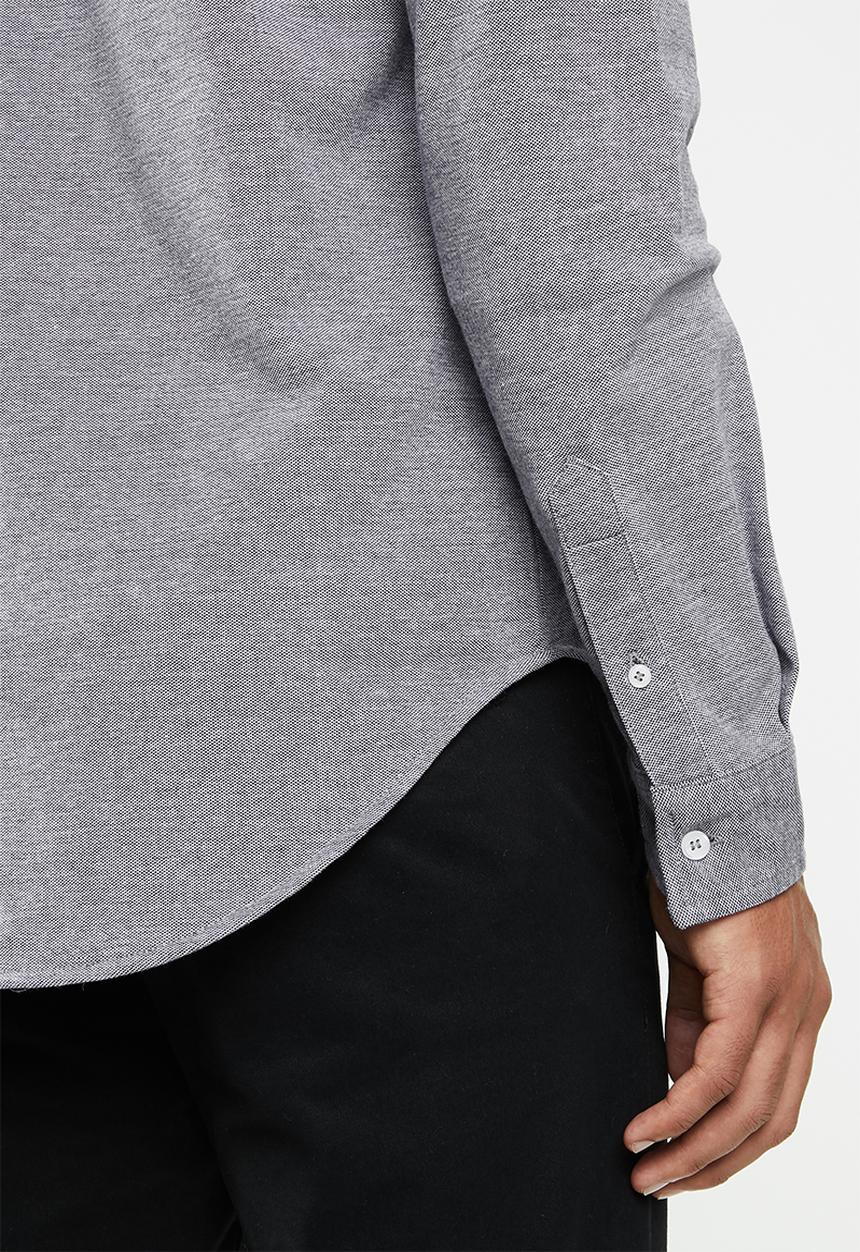 Brave Soul - Mantis pique long sleeve shirt - grey 