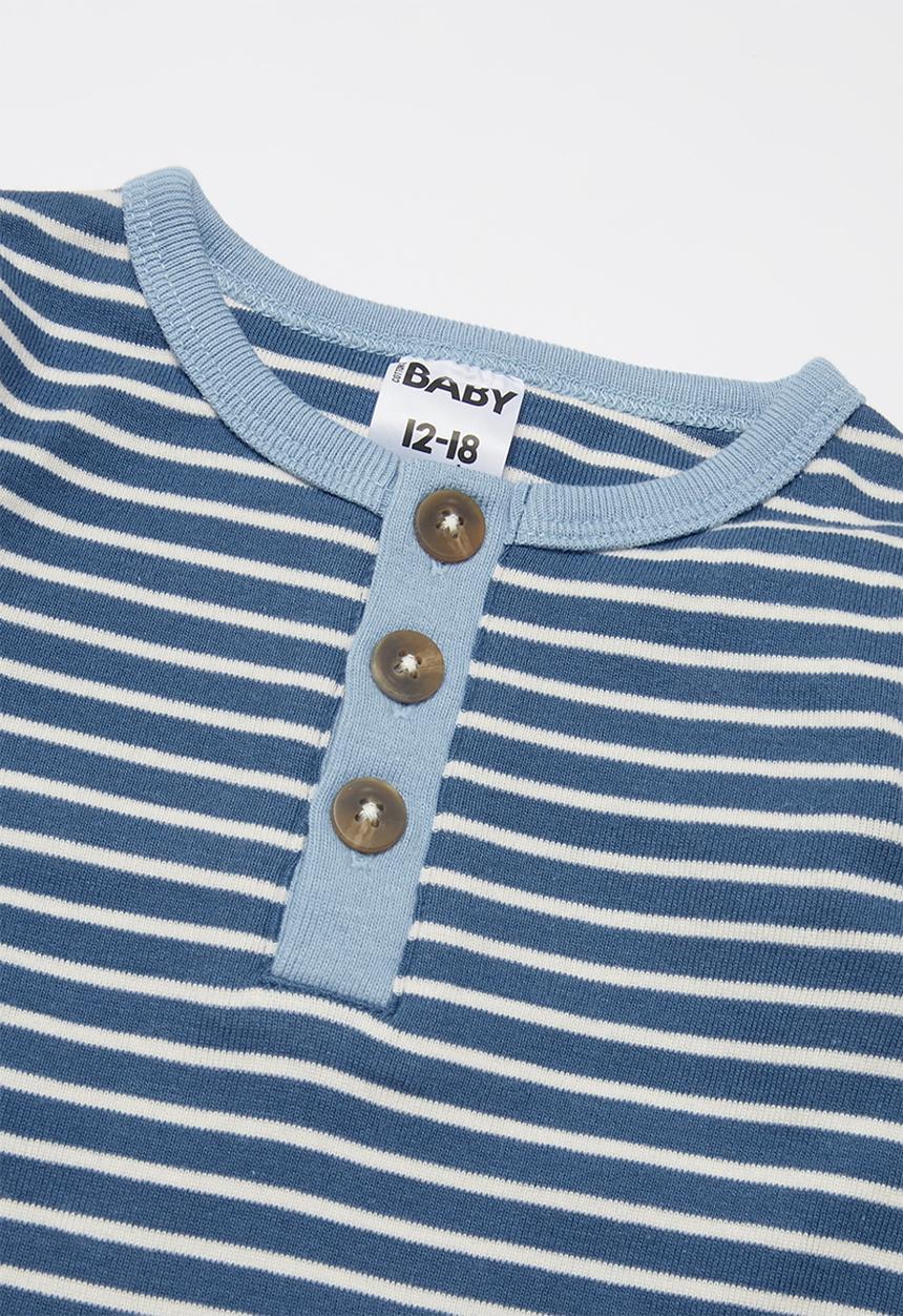 Cotton On - 2 Pack long sleeve placket bubbysuit - blue & yellow