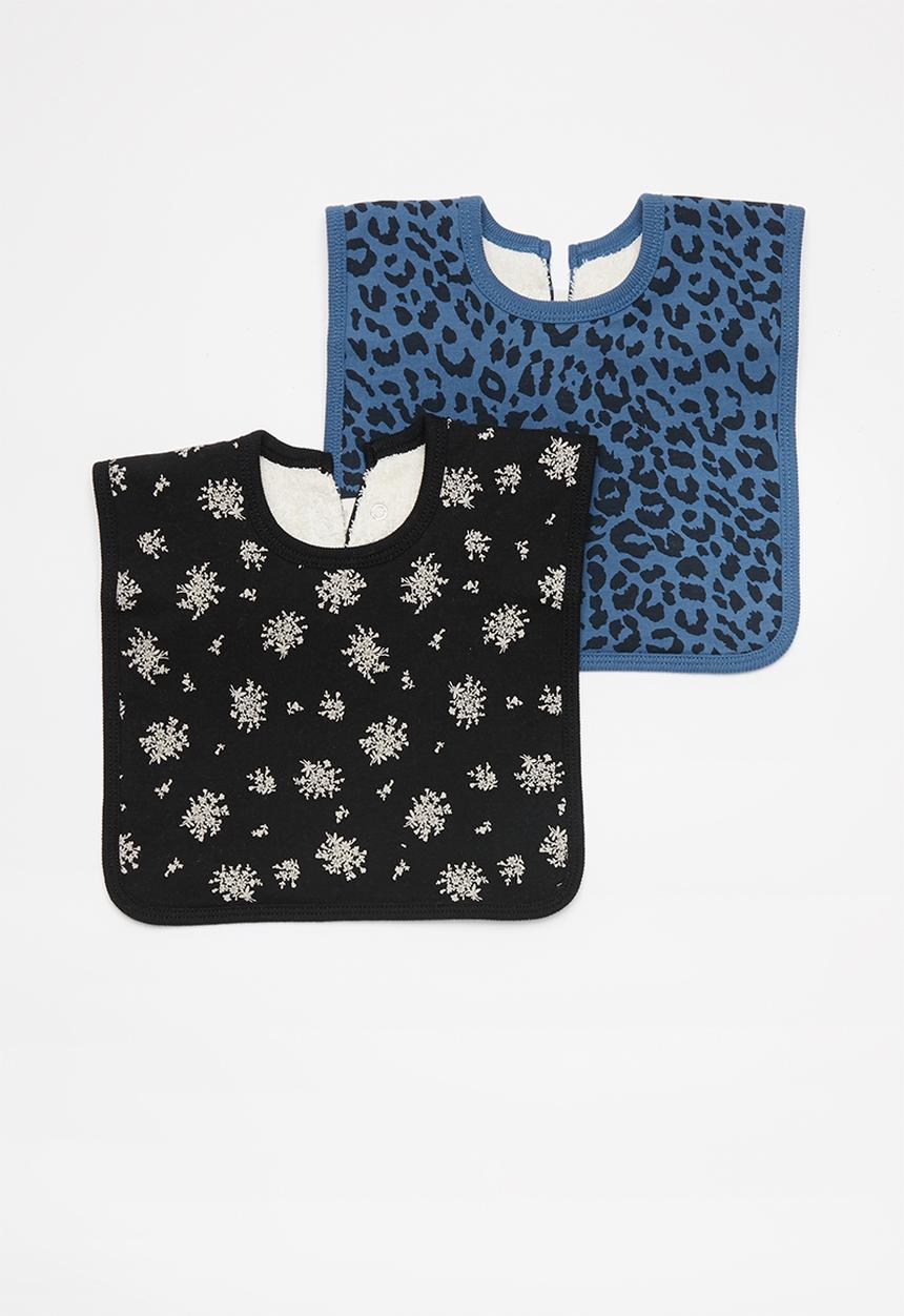 Cotton On - 2 Pack everyday bib - black & blue 