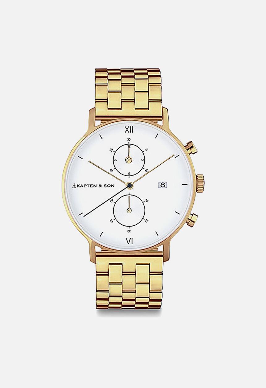 Kapten & Son - Chrono Small Gold Steel - Gold