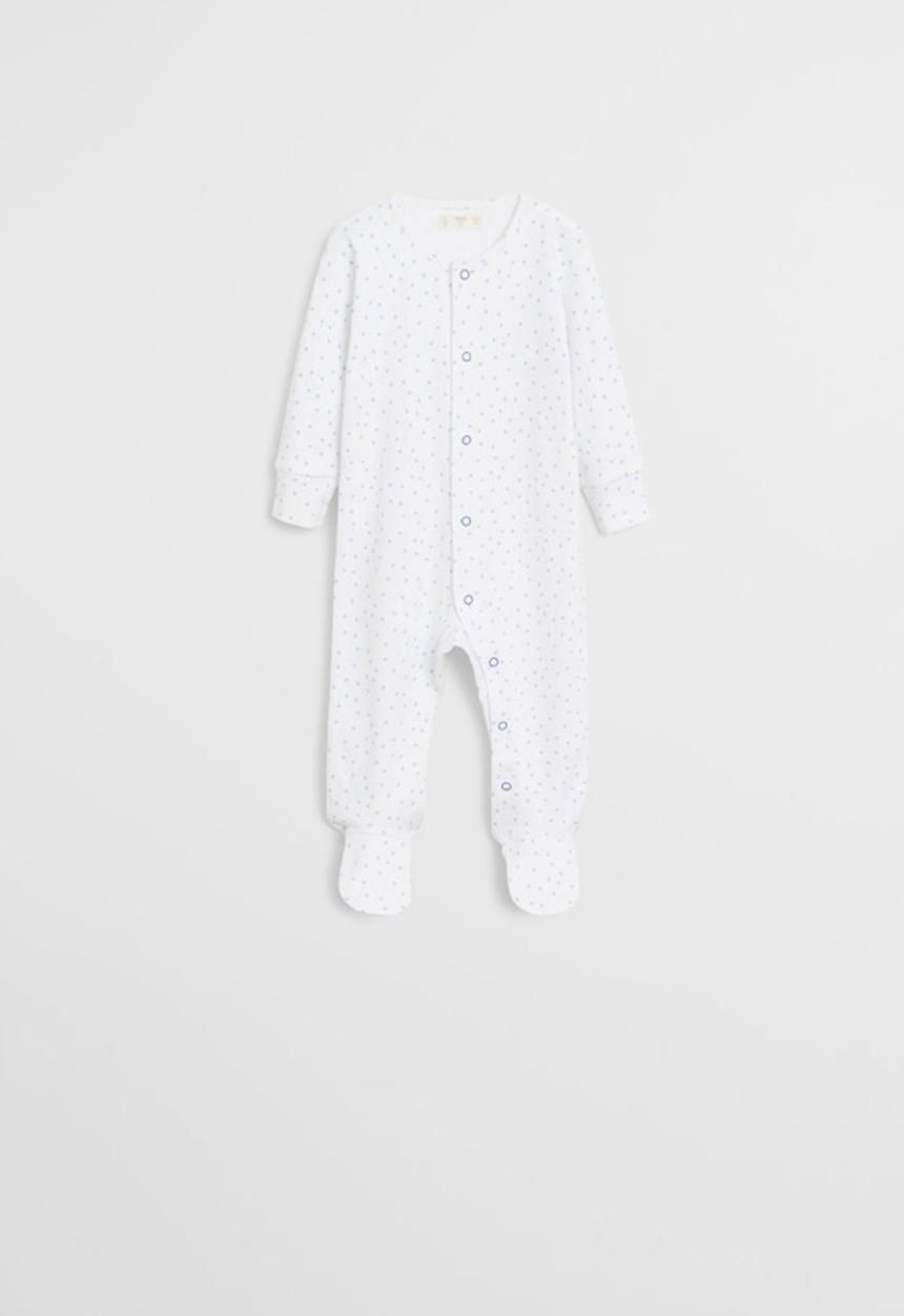 MANGO - Pyjamas tiny babygrow - white & blue 