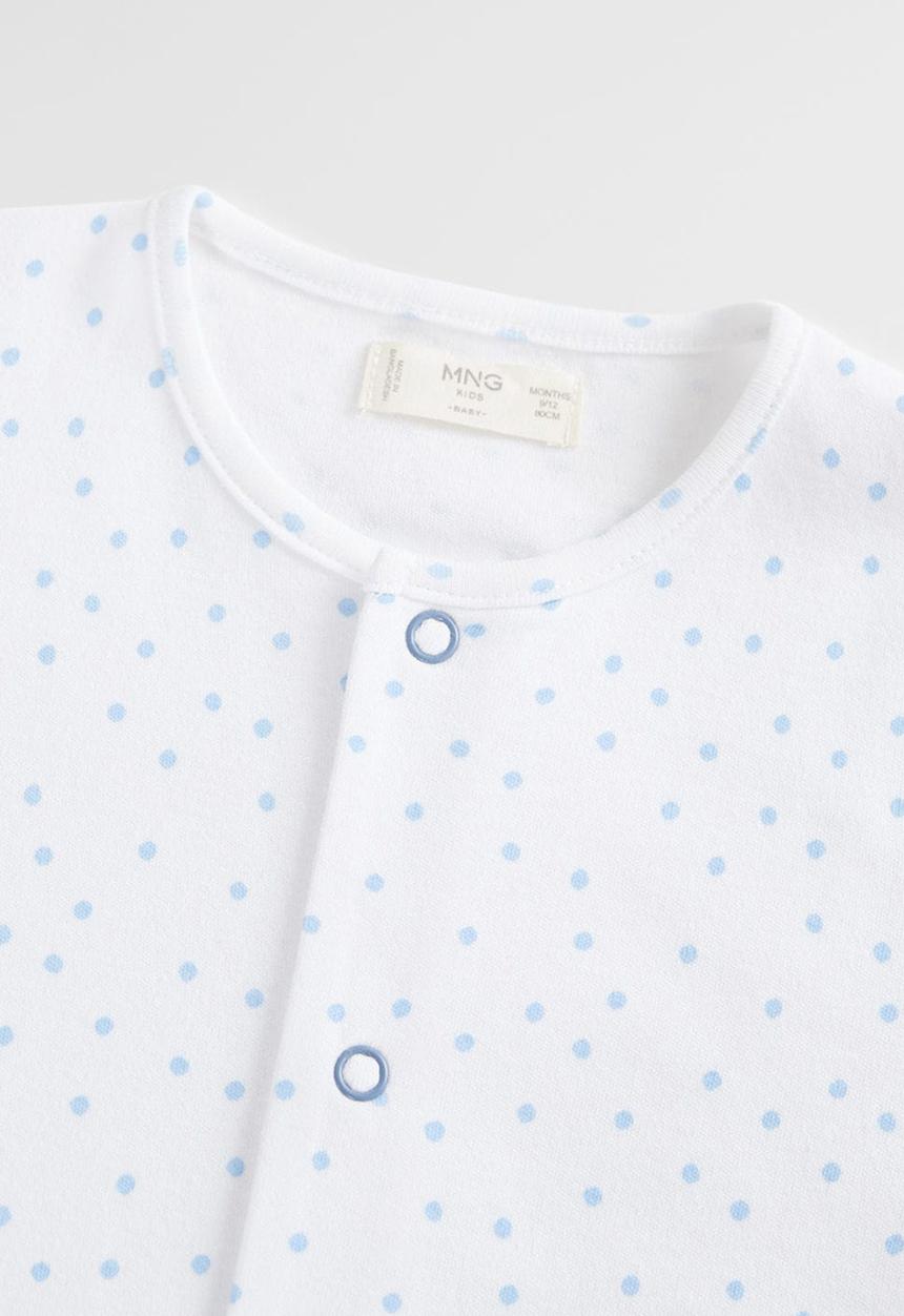 MANGO - Pyjamas tiny babygrow - white & blue 
