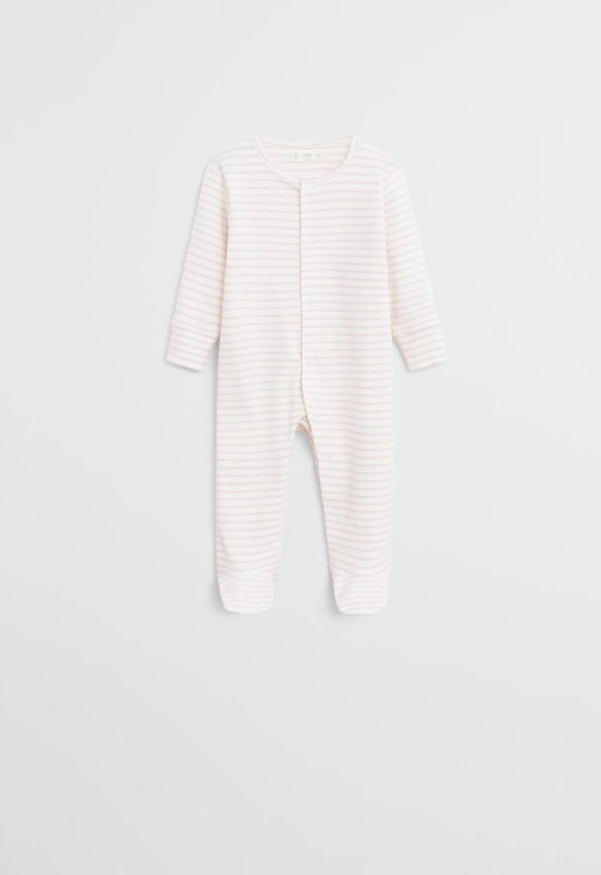 MANGO - Pyjamas tiny babygrow - cream & pink 