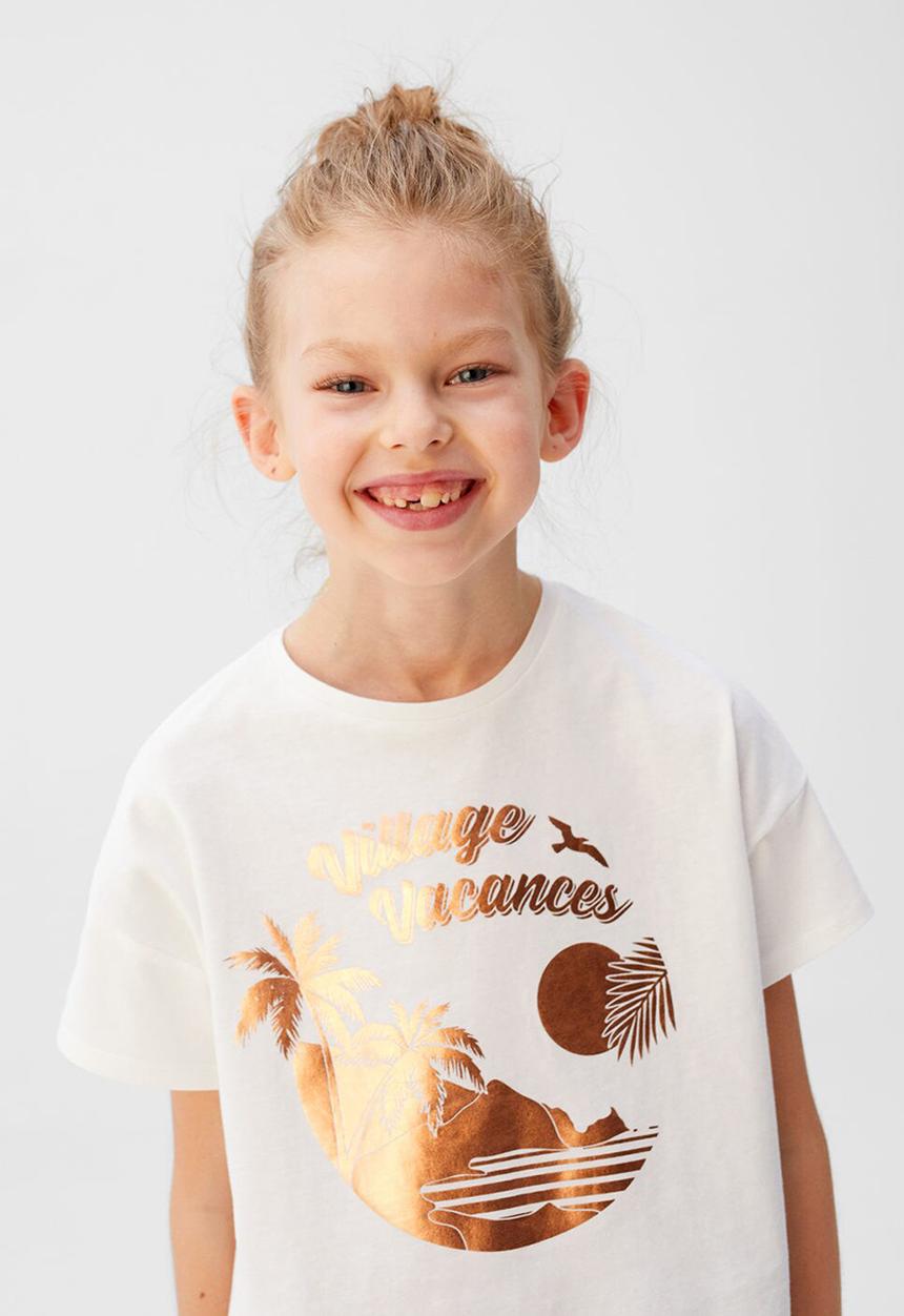 MANGO - T-shirt vacances - cream