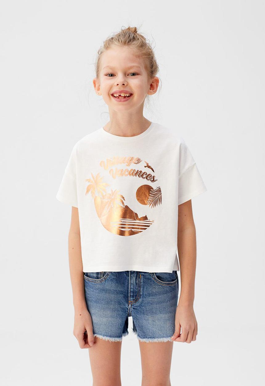 MANGO - T-shirt vacances - cream