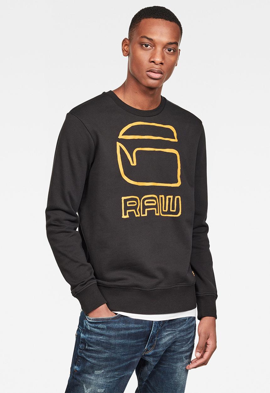 G-STAR - Graphic graw long sleeve - black