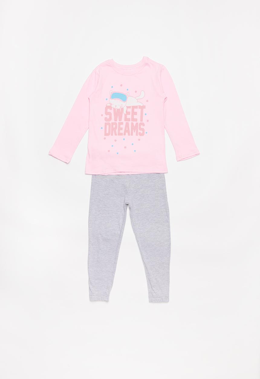 Pop Candy - Girls pyjama set - pink & grey