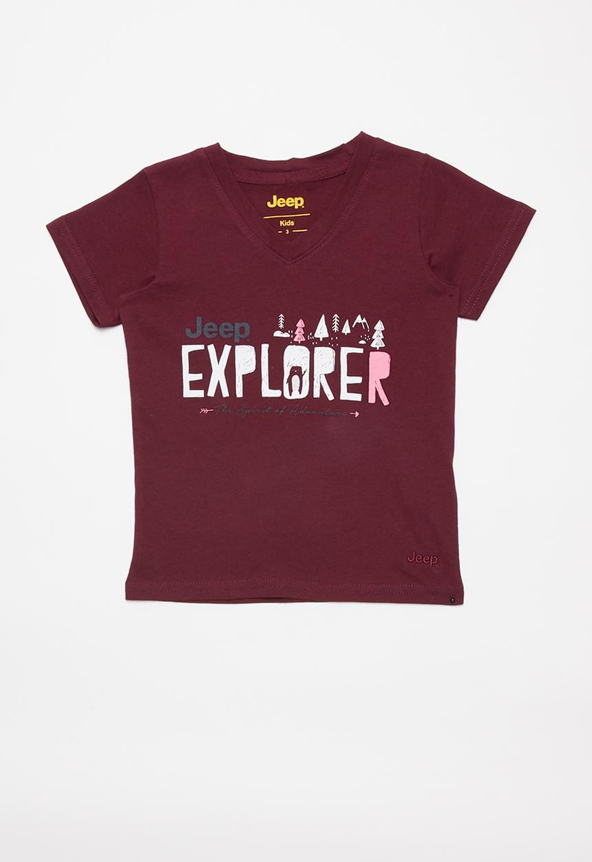 JEEP - Short sleeve printed tee - bungundy
