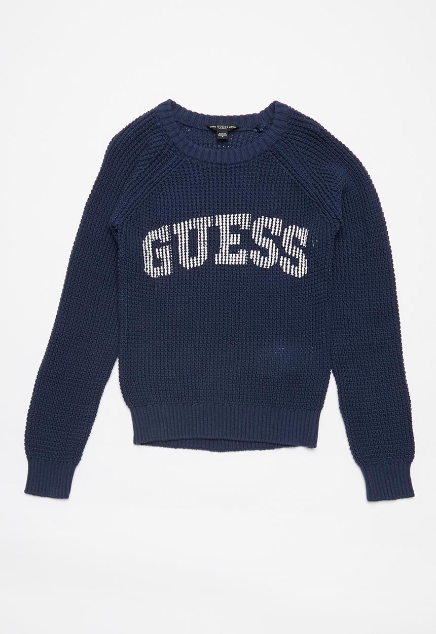 GUESS - Printed Knitwear Top  - navy 1