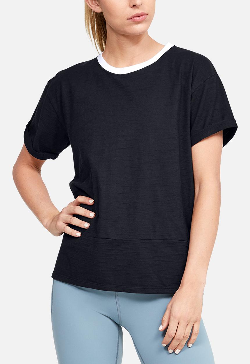 Under Armour - Charged cotton short sleeve top - black & white 