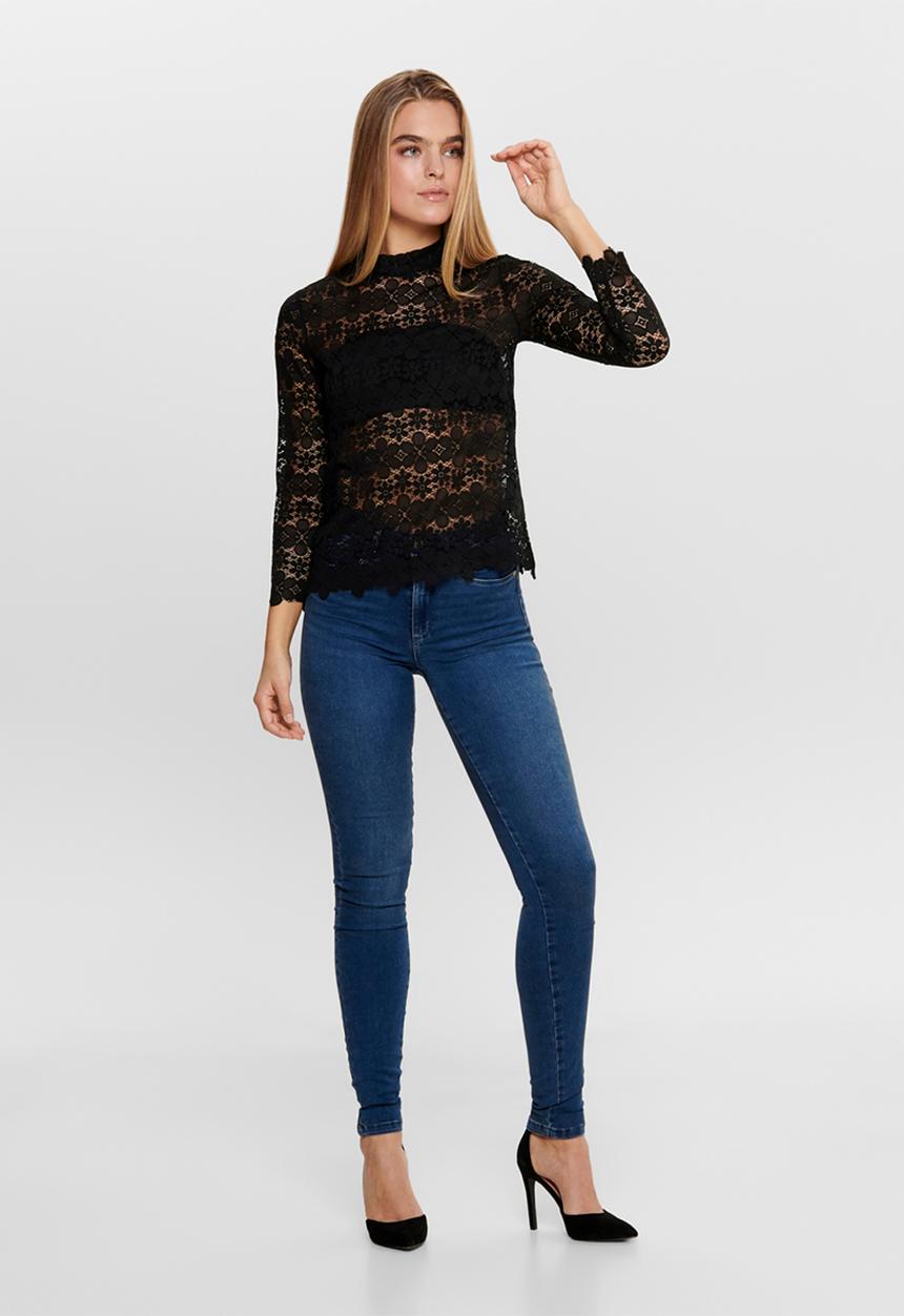 Jacqueline de Yong - Blond 7/8 lace top JRS - black