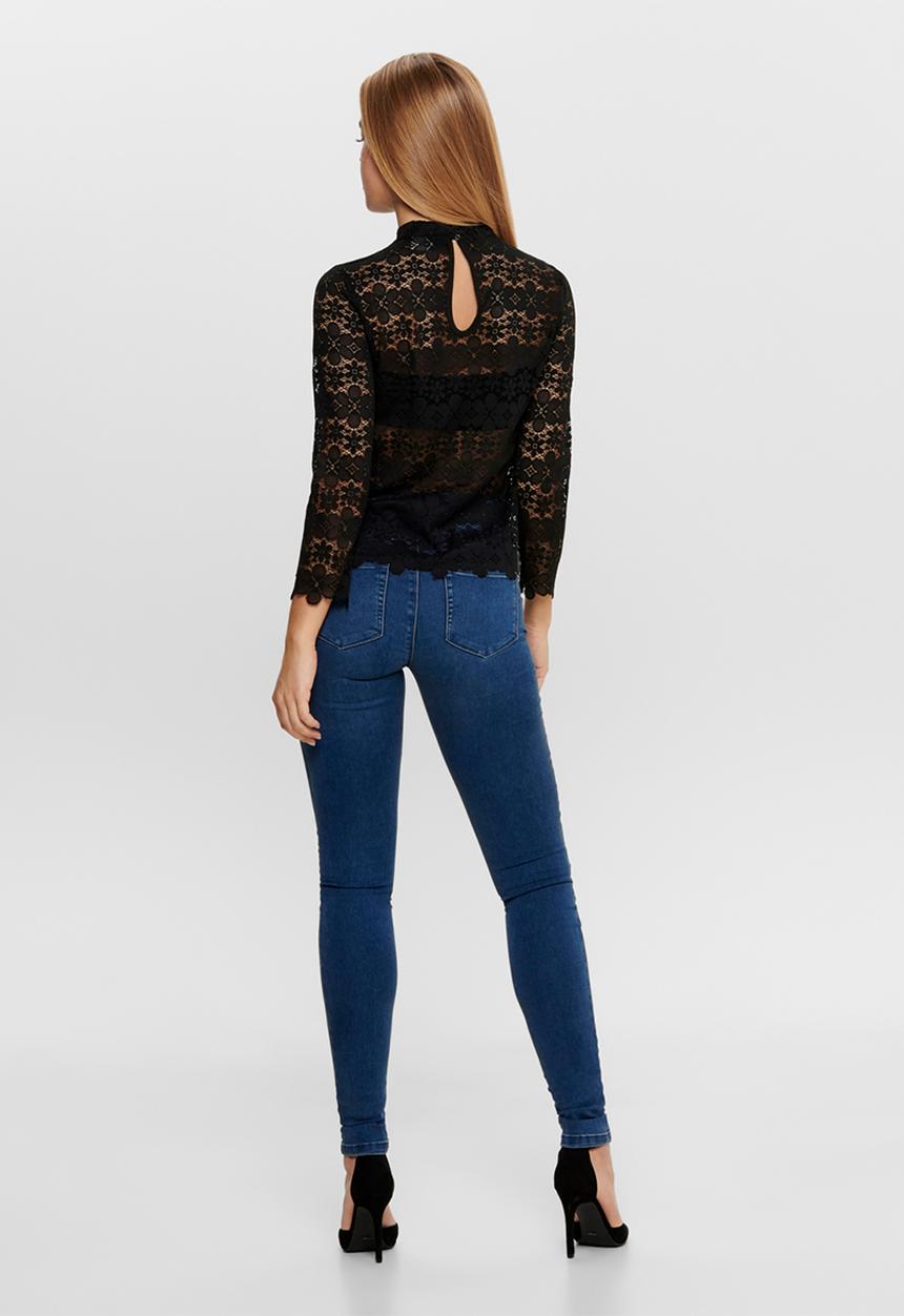 Jacqueline de Yong - Blond 7/8 lace top JRS - black