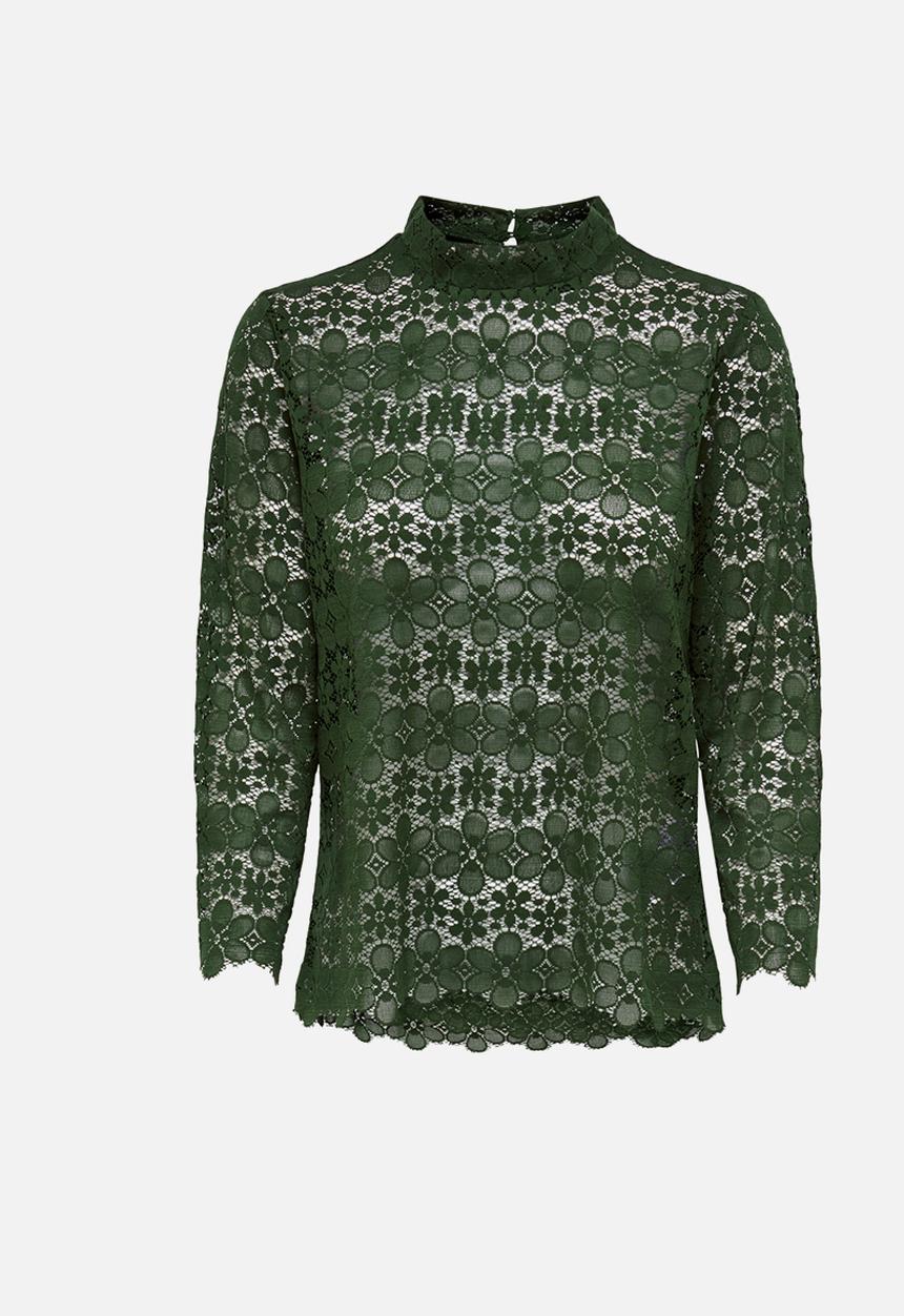 Jacqueline de Yong - Blond 7/8 lace top - khaki