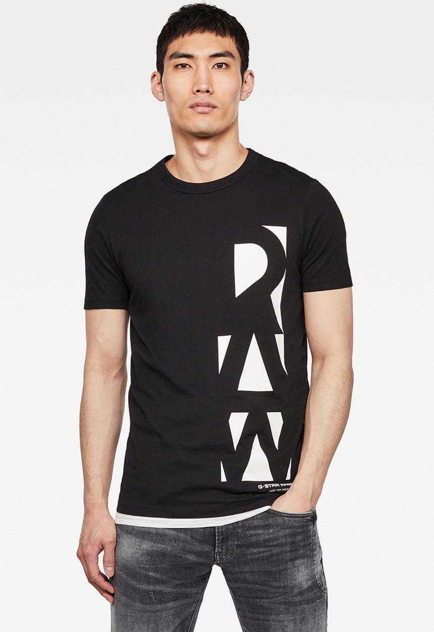 G-STAR - Vertical raw graphic slim fit short sleeve tee - black